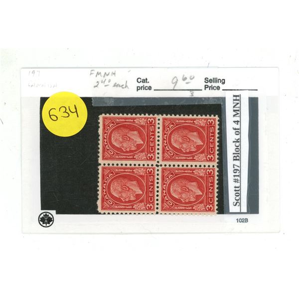 Scott #197 Block of 4 MNH.