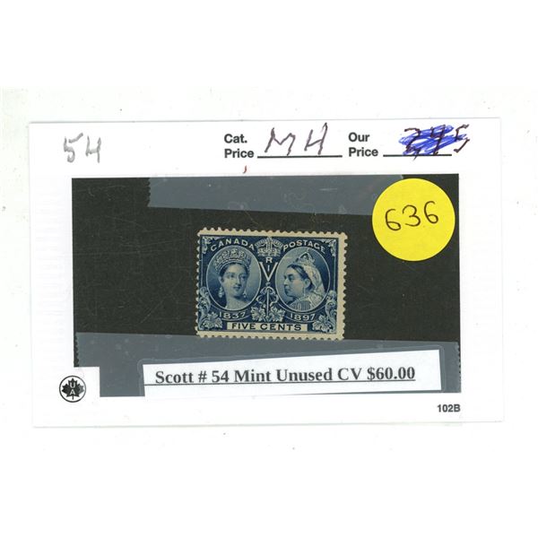 Scott #54 Mint Unused CV $60.00.