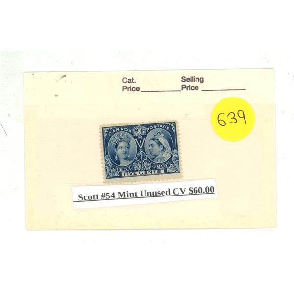 Scott #54 Mint Unused CV $60.00.