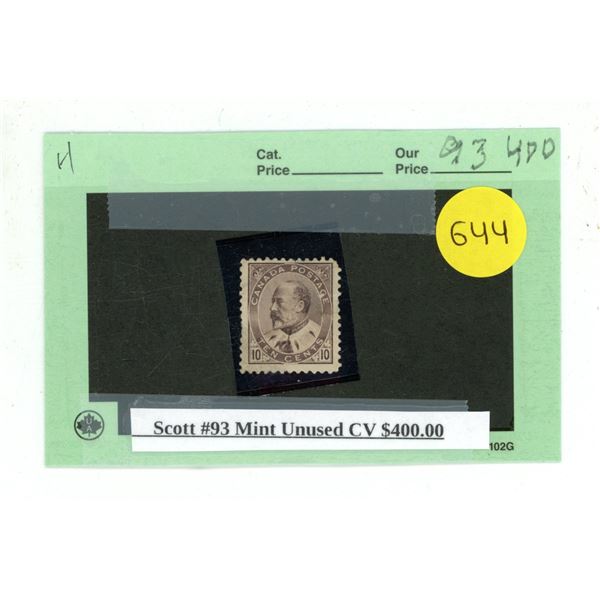 Scott #93 Mint Unused CV $400.00.