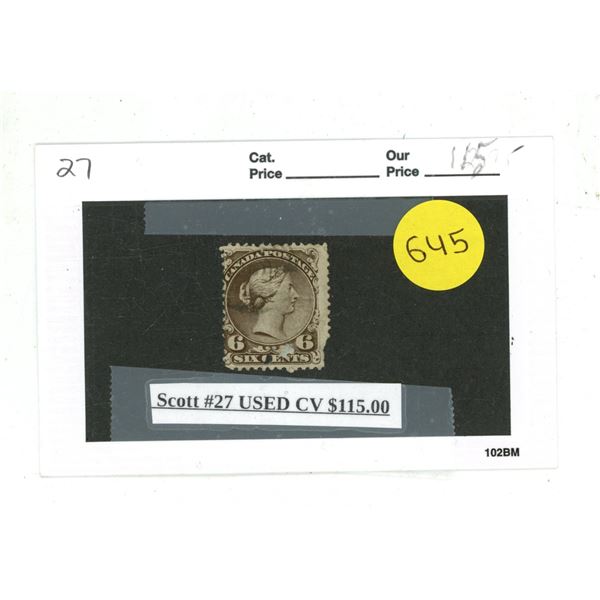 Scott #27 USED CV $115.00.