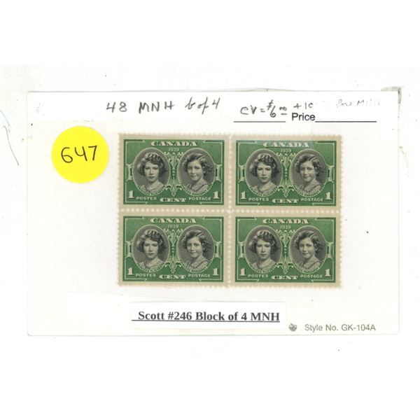 Scott #246 Block of 4 MNH.