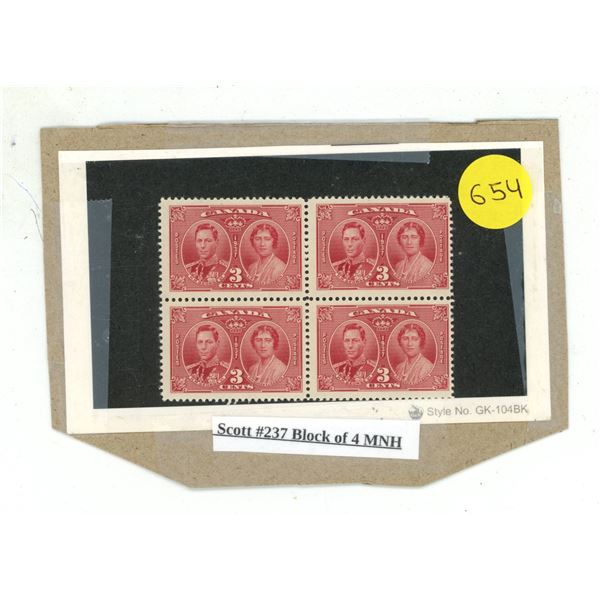 Scott #237 Block of 4 MNH.