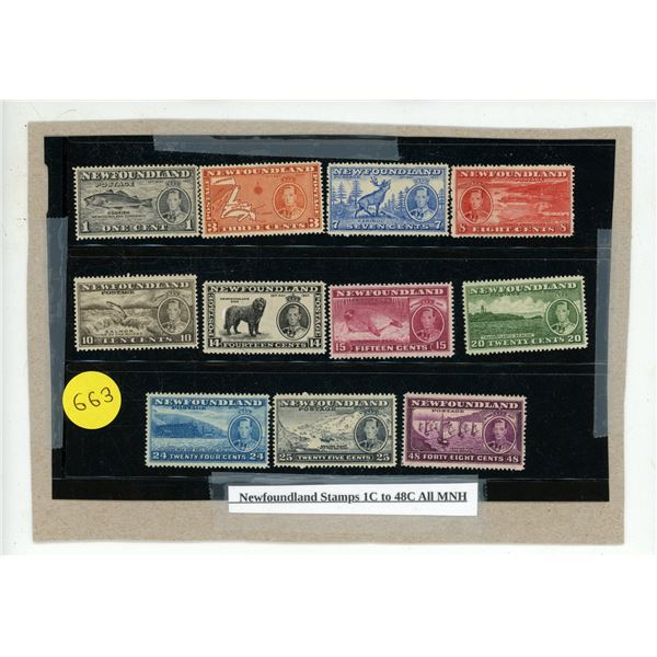 Newfoundland Stamps 1C to 48C All MNH.