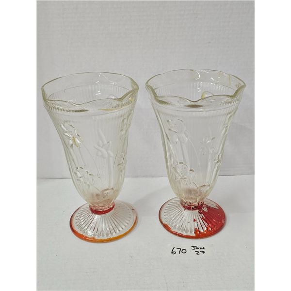RARE Antique Iris & Herringbone Depression Glass