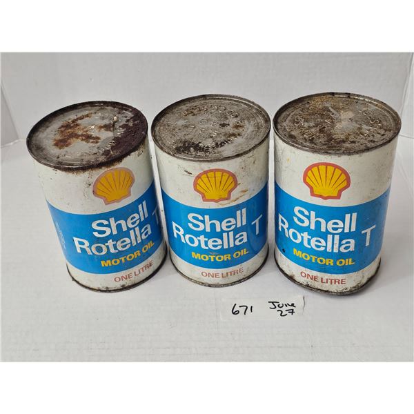 (3) Shell Rotella T Motor Oil Cans