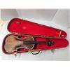 Image 1 : Antique Wooden Violin Fiddle w/ Red Velvet Lined Hard Case - As Is