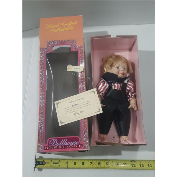 "Benjamin" porcelain doll from the Dollhouse Creations "Hand Crafted Collectable" series, packaged w