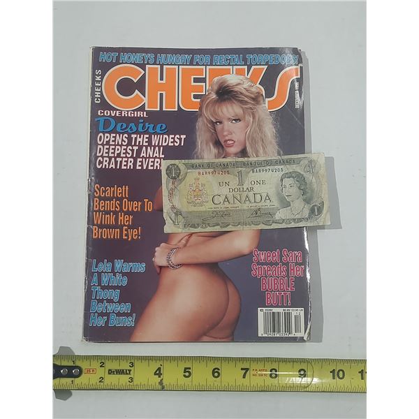 1996 Cheeks Magazine with 1973 Canada One Dollar.