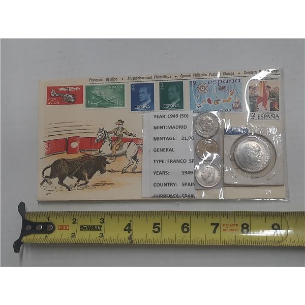 Spain Coin Set with First Day Cover Envelope.