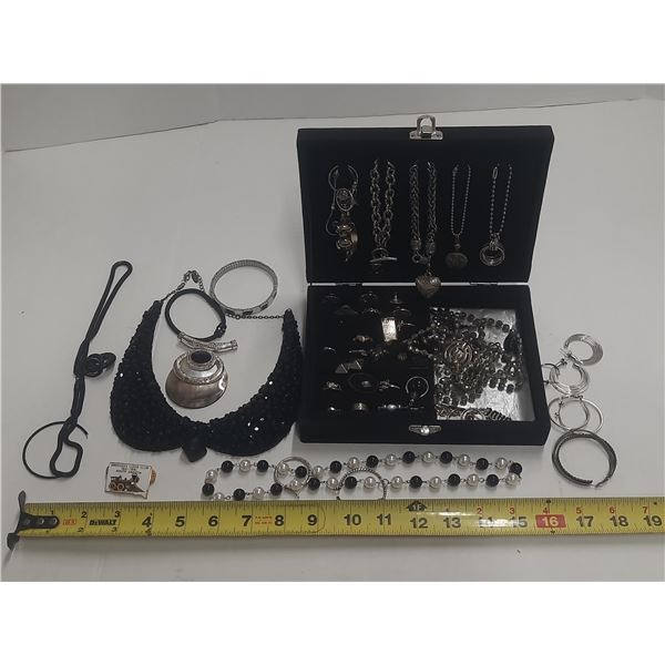 Black Jewelry Box with Jewelry.
