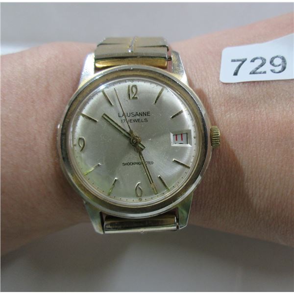 LAUSANNE MAN WIND WATCH, DATE @ 3,  RUNS,  32MM