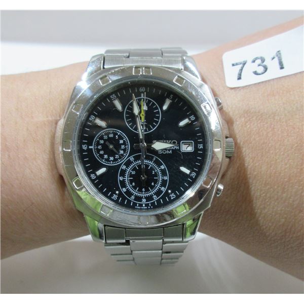 SEIKO 7T92-0CA0 QTZ CHRONOGRAPH, NEW BATT, RUNS