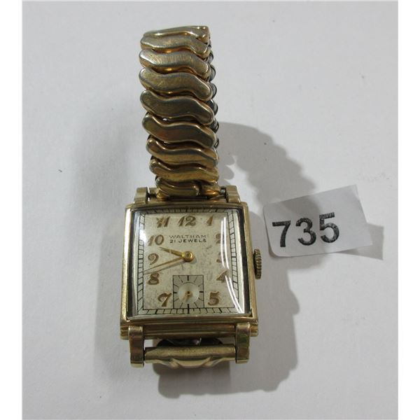 REAL NICE WALTHAM 21 J ART-DECO, MAN WIND WATCH, RUNS