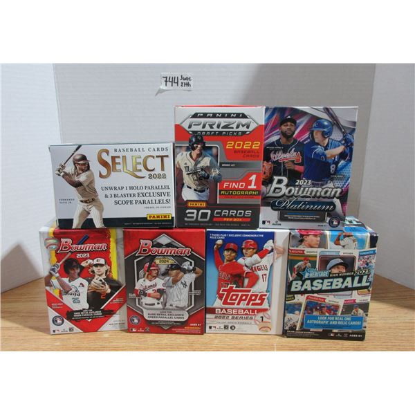 7-OPENED BOXES BB CARDS,22 PRIZM D/P,22 SEL,23,23 PL,24 BOWMAN,22 TOPPS 1,HERITAGE, + INS