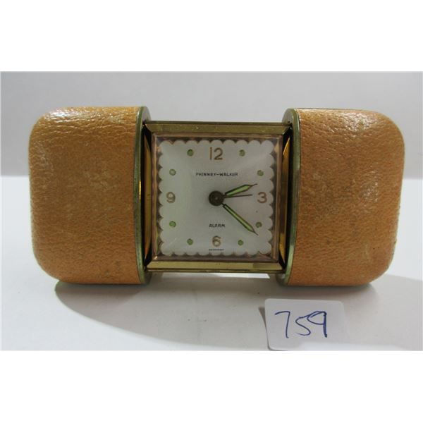 REAL NICE PHINNEY-WALKER CASED TRAVEL ALARM, RUNS