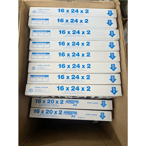 furnace filters, 8-16x24x2, 2-16x20x2