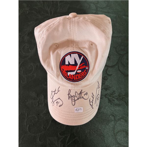 New York Islanders Augographed Baseball Cap (Trottier/Smith/Goring)