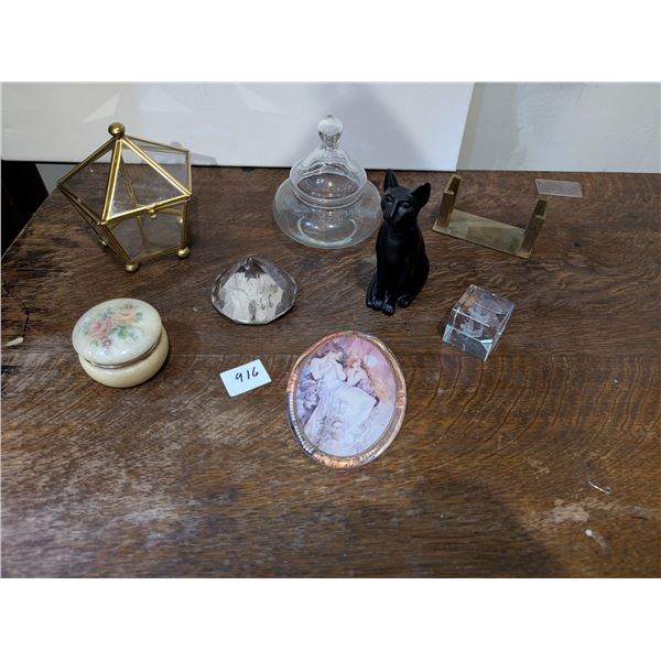 Trinket Boxes, Egyptian Cat, Quartz Paperweight
