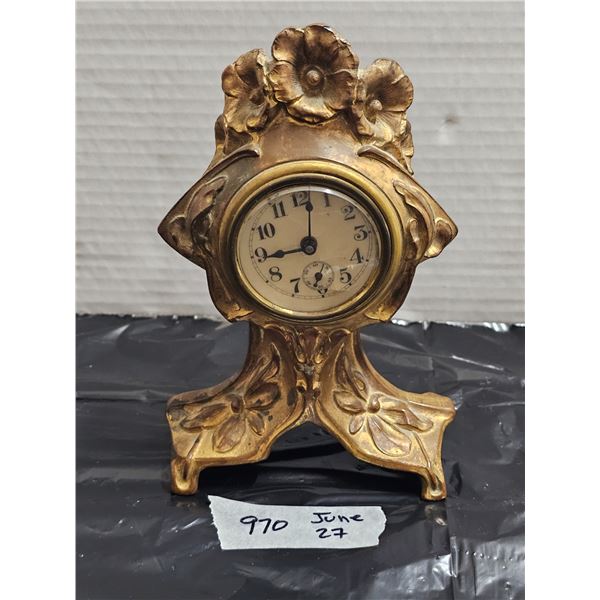 Vintage Bronze Clock **Has been overwound