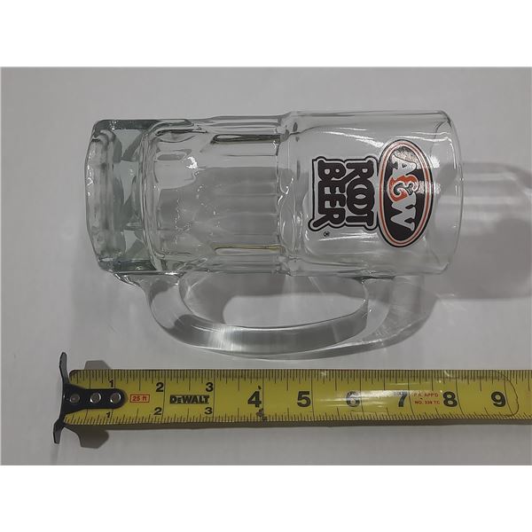 Vintage glass mug featuring the classic A&W Root Beer.