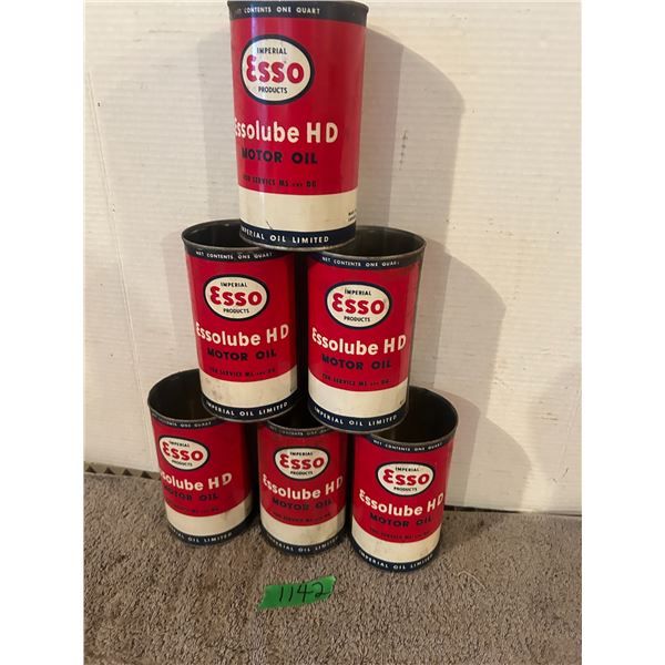 (6) Esso Lube Oil Tins (Empty)