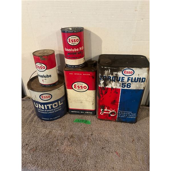 (5) Assorted Esso Tins (Empty)