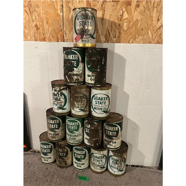 (15) Quaker State Tins, sold as is (needs cleaning)