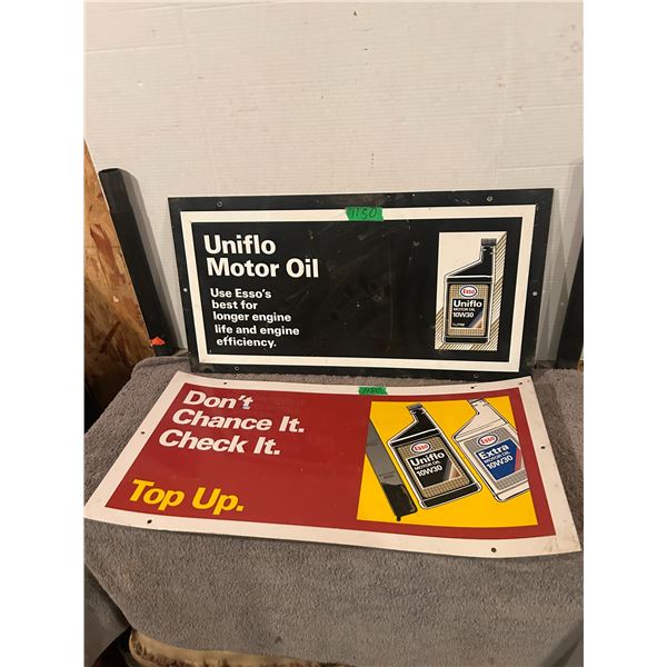 (2) Plastic 2-Sided Esso Signs, 14”x 27”
