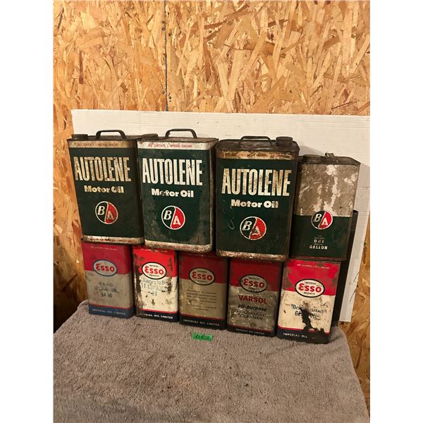 (9) Large Oil Tins - inc. (4) B/A & (5) Esso