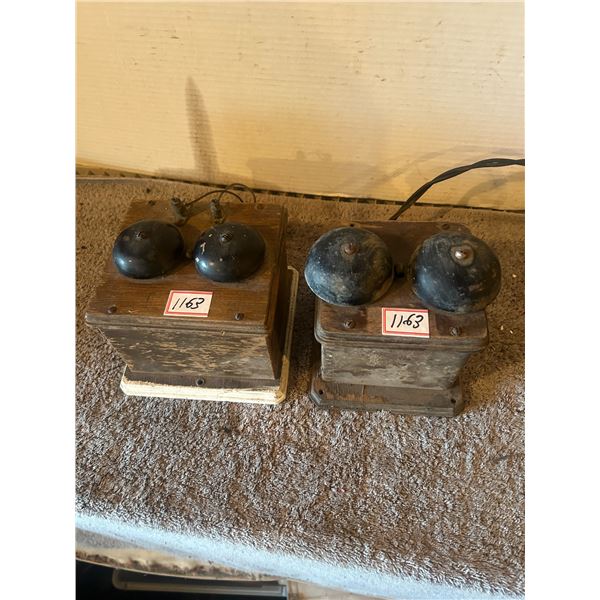 (2) Oak Telephone Boxes w/ Bells