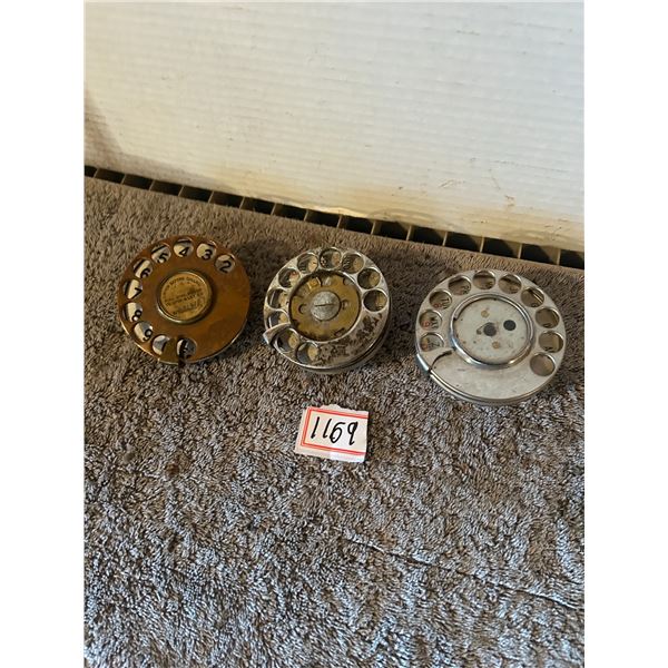 (3) Rotary Payphone Dials – (2) Chrome, (1) Brass