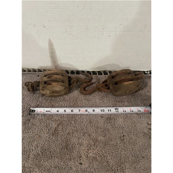 (2) Small Wooden Pullies