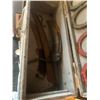 Image 2 : Wooden Trunk w/ Contents - Horse Shoes & Scythe Blades.  32”l x 12”w x 11[x=#8221/