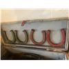 Image 3 : Wooden Trunk w/ Contents - Horse Shoes & Scythe Blades.  32”l x 12”w x 11[x=#8221/