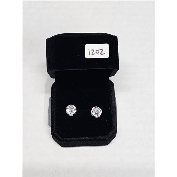 NEW Platinum Plated Halo Stud Earrings