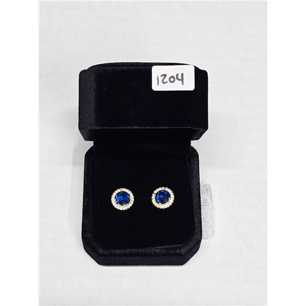 NEW 14K Gold Plated 0.8ct Halo Stud Earrings