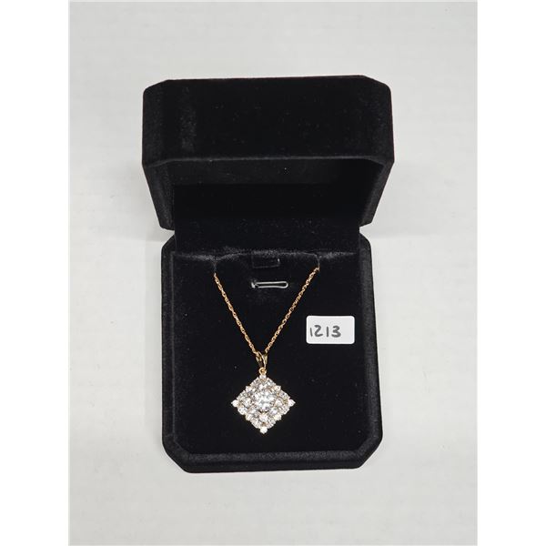 NEW 18K Gold Plated 1.0ct Cluster Necklace