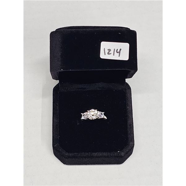 NEW Platinum Plated Moissanite Trinity Ring