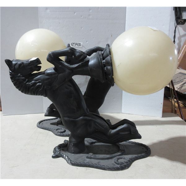 Pair of Aluminium Exterior Horse Lamp Plastic Shade