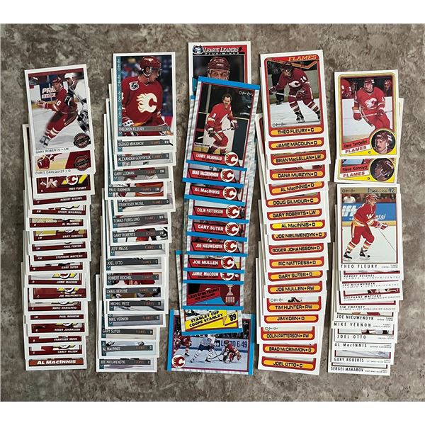 1238 – Calgary Flames Hockey Cards. Lot of 50+. All O-Pee-Chee (OPC) from 1980’s a