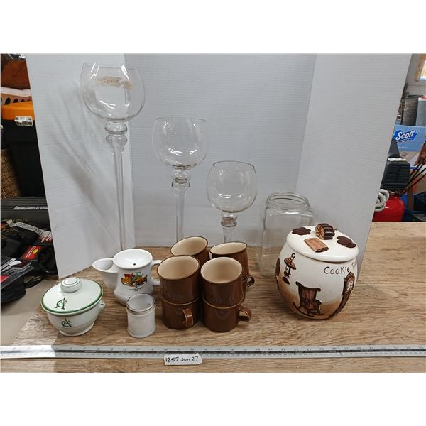Rolls-Royce shaving mug, vintage cookie jar, coffee mugs, etc.