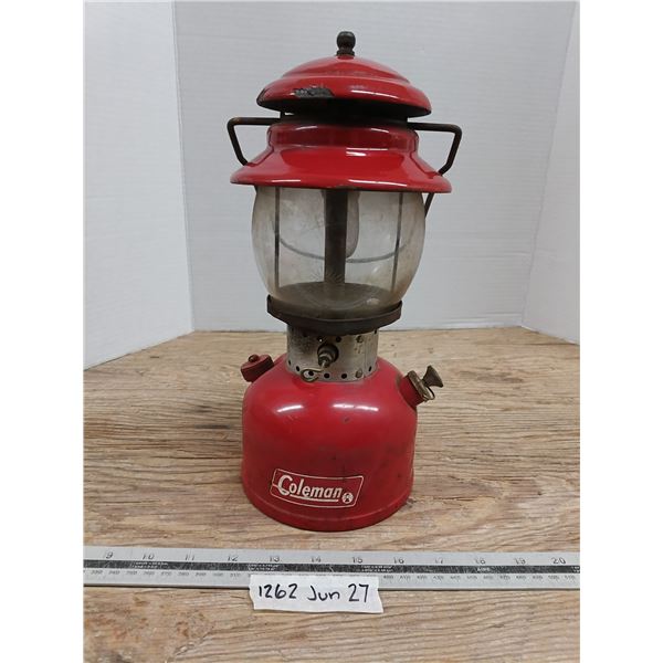 vintage red Coleman lantern - Lantern made in Canada, globe made in USA
