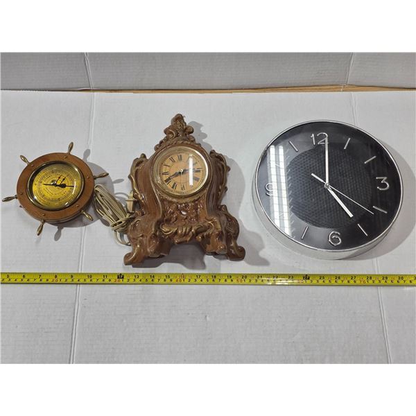 Vintage clocks and barometer