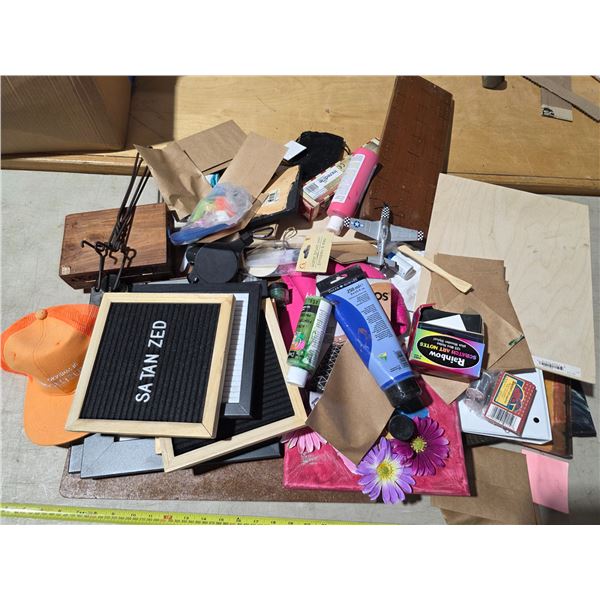 Lot of misc items- craft supplies , pictures and frames
