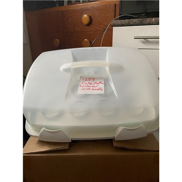 Muffin, cake container with handle