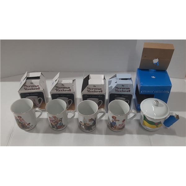 Vintage Norman Rockwell Museum Collection coffee mugs from 1982 feature classic illustrations and 24