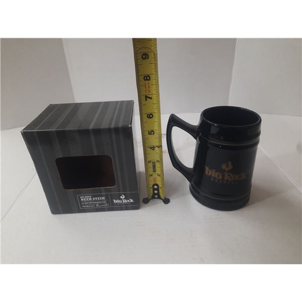 Black ceramic Big Rock Brewery beer drinking mug.
