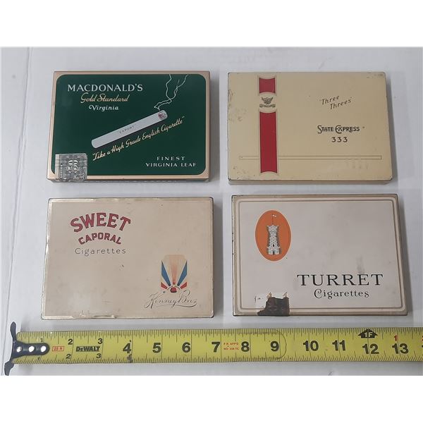 Vintage 1950s and 1960s cigarette tins manufactured in Canada by companies such as Imperial Tobacco 