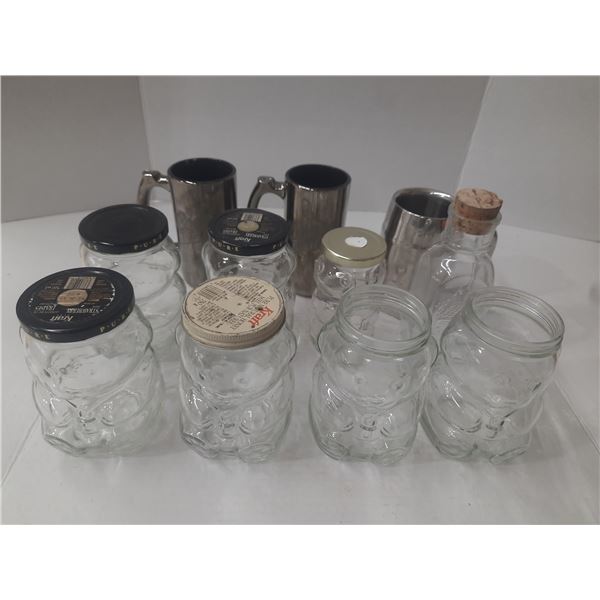 Vintage Kraft clear glass jars shaped like teddy bears, originally used for jam or peanut butter and